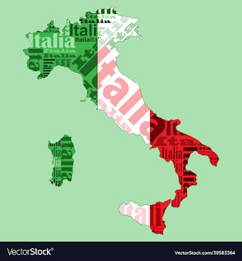 italian flag in italy map