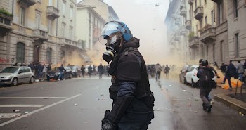 Italian police and Black Bloc | Free Photo - rawpixel