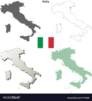 Italy outline map set vector image