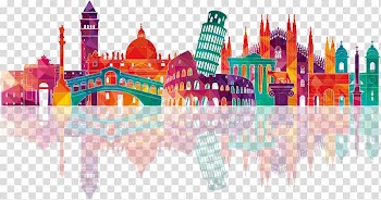 Italy Skyline , Painted city building transparent background PNG clipart