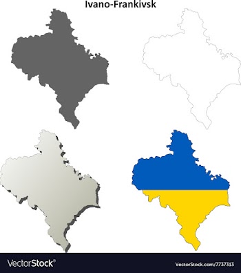 Ivano-Frankivsk blank outline map set vector image