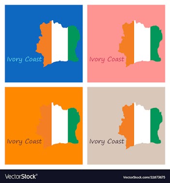 Ivory coast map and flag vector image