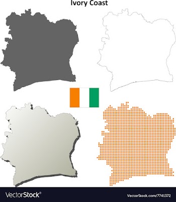 Ivory Coast outline map set vector image