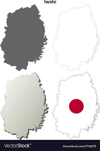 Iwate blank outline map set vector image