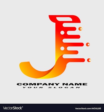 j abstract modern 3d letter logo
