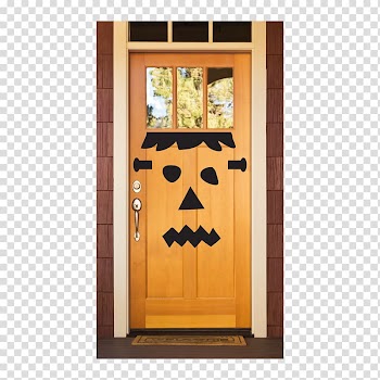 Jack-o'-lantern Door Pumpkin Decal Wall, stickers door together transparent background PNG clipart