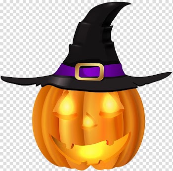 Jack-O'-Lantern , Pumpkin Witch hat Halloween Jack-o'-lantern , Halloween Pumpkin with Witch Hat transparent background PNG clipart