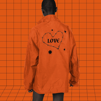 Jacket mockup, orange love outerwear | Free Photo - rawpixel