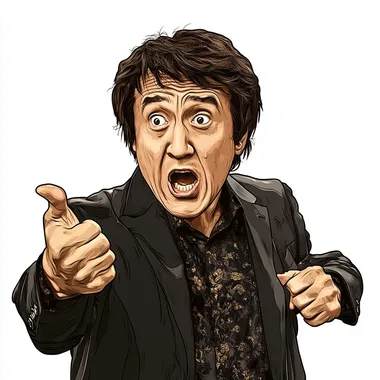 Jackie Chan Wtf Meme, draw style, isolated, png image --v 6.