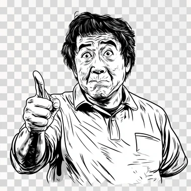 Jackie Chan Wtf Meme, simple line draw style, isolated, png 