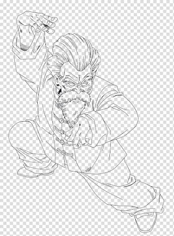 Jackie Chun Master Roshi LINE ART, old man sketch transparent background PNG clipart