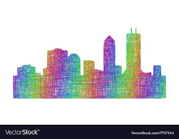 Jacksonville skyline silhouette - line art vector image