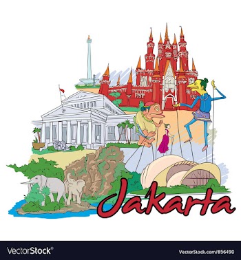 Jakarta doodles vector image