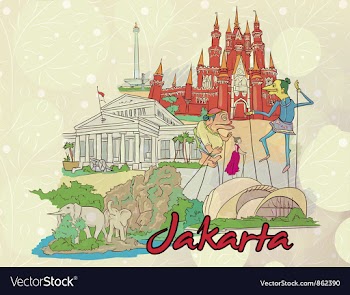 Jakarta doodles vector image