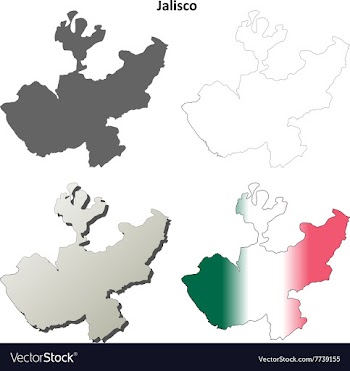 Jalisco blank outline map set vector image