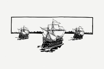 Jamestown ships clipart, vintage illustration | Free PSD Illustration - rawpixel