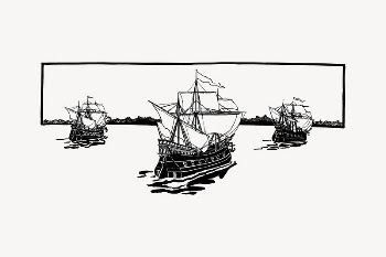 Jamestown ships collage element, drawing | Free Vector Illustration - rawpixel