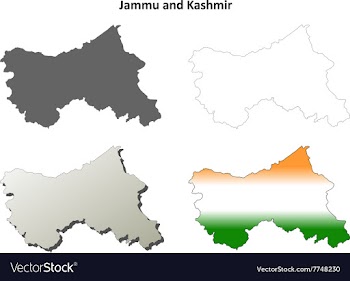Jammu and Kashmir blank outline map set vector image