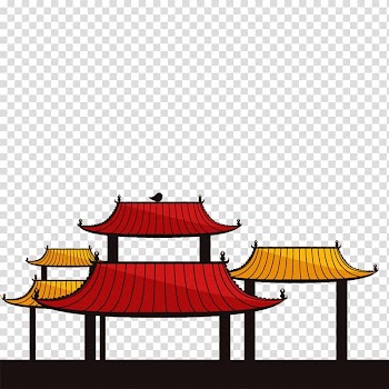 Japan China Illustration, Red house animation transparent background PNG clipart