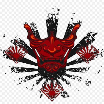Japan Circle of Animals/Zodiac Heads Second World War Guadalcanal Campaign Battle of Midway - Red and black mask vector warrior 