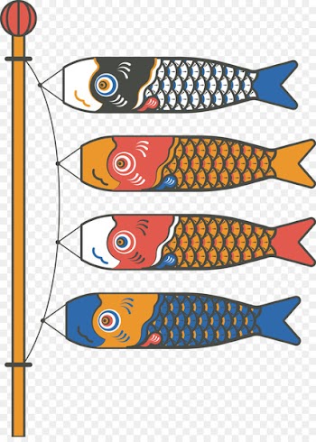Japan Common carp Koinobori Illustration - Vector painted carp wind flag PNG picture 