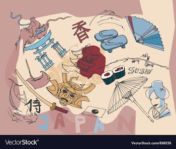 Japan doodles vector image