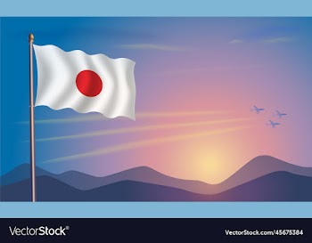 japan flag in the morning sun
