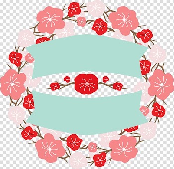 Japan Floral design Flower Banner, Japanese flower Japanese labels round two rows of green banners transparent background PNG clipart
