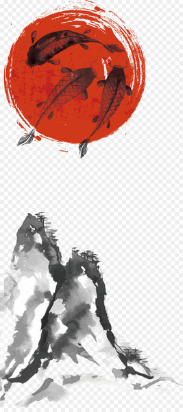 Japan Ink wash painting Drawing - China wind decoration design vector 