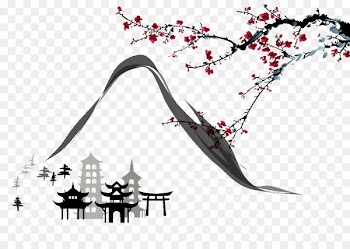 Japan Ink wash painting Fukei - Japanese style ink painting landscape 