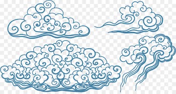 Japan Tattoo Irezumi Cloud Art - Vector Hand-painted blue clouds 