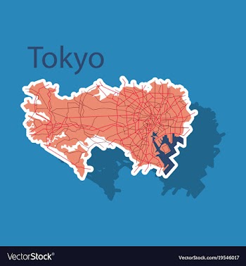 Japan tokyo - top view map showing streets design vector image