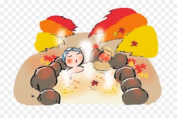 Japanese Alps Onsen Hot spring Illustration - Winter bubble Japan hot spring picture material 
