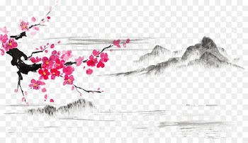 Japanese art Ink wash painting Japanese painting Cherry blossom - Ink Plum Vector material plum snow 