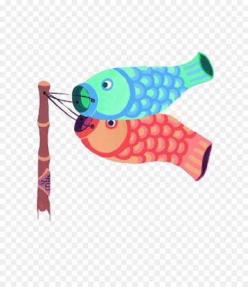Japanese art Manga Comics - Hand painted silver carp flag 