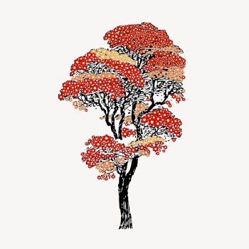 Japanese autumn tree color drawing, | Free PSD - rawpixel