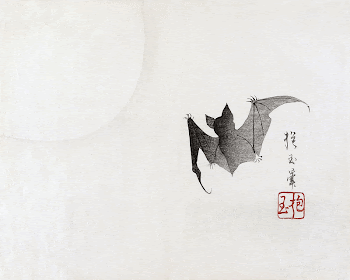 Japanese bat and moon (1830) | Free Photo Illustration - rawpixel