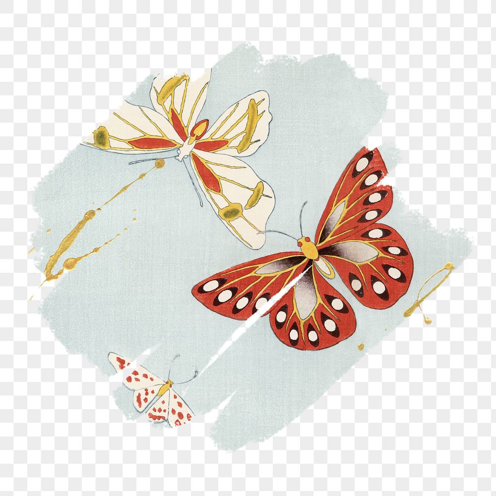 Japanese butterflies png, brush stroke | Free PNG - rawpixel
