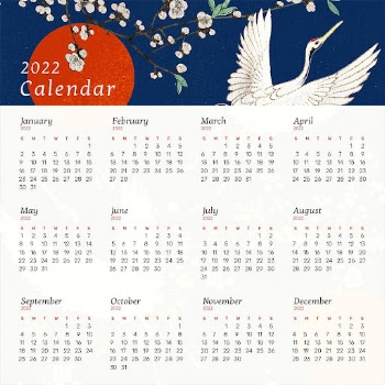 Japanese crane 2022 monthly calendar | Free PSD Template - rawpixel