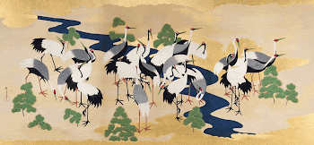 Japanese cranes and pines (mid | Free Photo Illustration - rawpixel