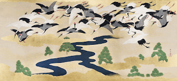 Japanese cranes and pines (mid | Free Photo Illustration - rawpixel