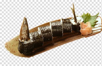 Japanese Cuisine Pacific saury Makizushi Sushi Tempura, Delicious sushi transparent background PNG clipart