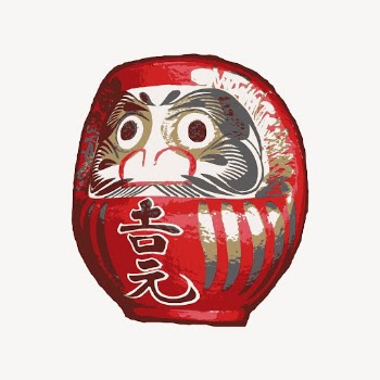Japanese Daruma doll sticker, vintage | Free PSD - rawpixel