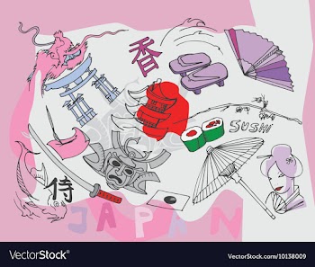 Japanese doodles vector image