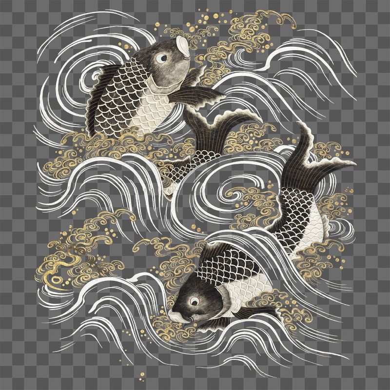 Japanese fish png sticker, vintage | Free PNG - rawpixel