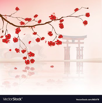 Japanese floral background vector image