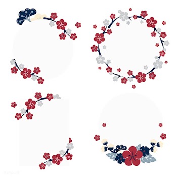 Japanese flowers frame | Free stock vector - 553162
