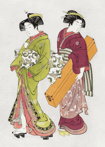 Japanese geisha (1739-1820) vintage woodblock | Free Photo Illustration - rawpixel