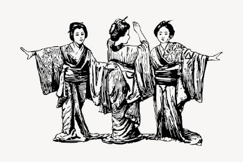 Japanese geisha clipart, vintage illustration | Free Vector - rawpixel