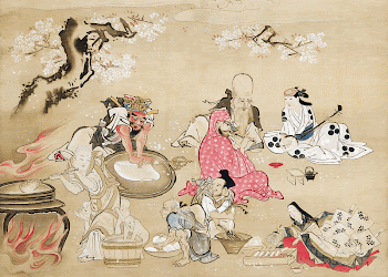 Japanese gods preparing a cherry | Free Photo Illustration - rawpixel